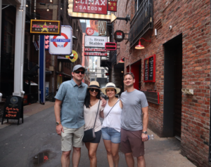 Trendy Couples group on tour in Printers Alley Downtown Nashville