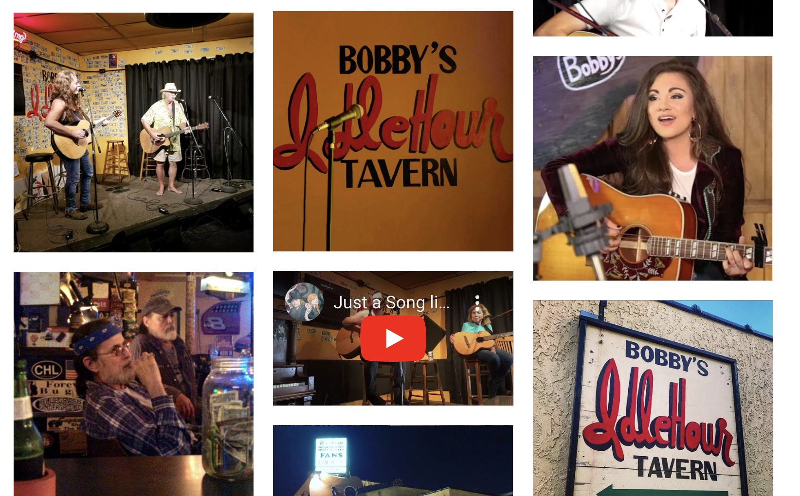 Bobby's Idol HOur tavern screenshots of singers and songwriters